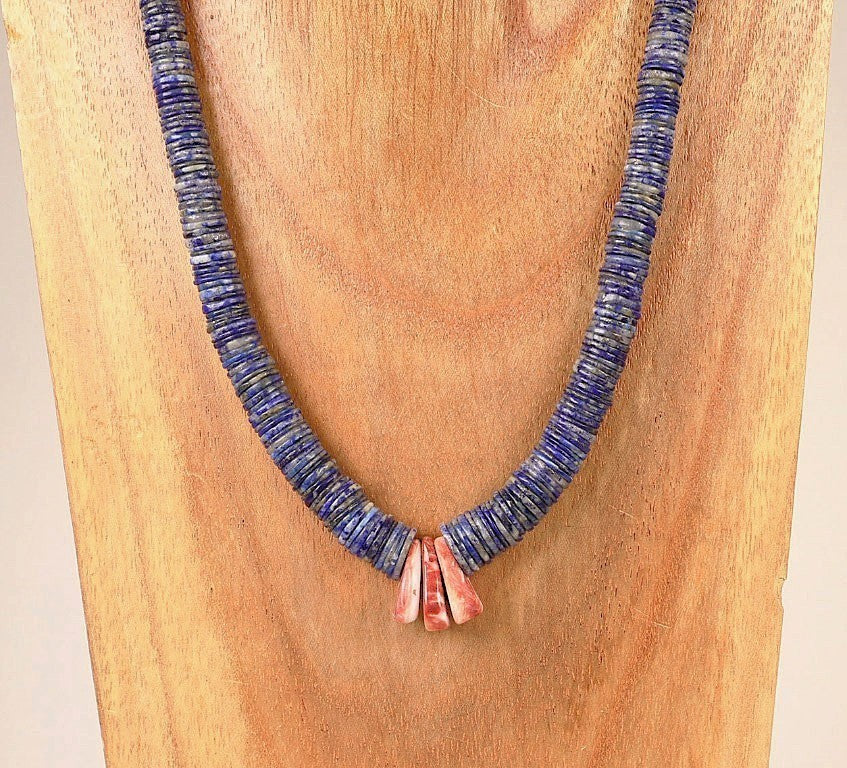 Santo Domingo  Lapis and shell Necklace by Margaret Tenorio