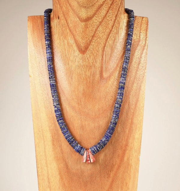 Santo Domingo  Lapis and shell Necklace by Margaret Tenorio