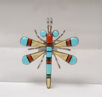 Zuni Dragonfly Pin/Pendant Turquoise, Coral, Mother of Pearl, Inlaid