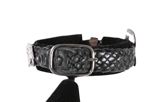 Santa Fe New Mexico Sterling Silver and Black Leather Bracelet By Richard Lindsay