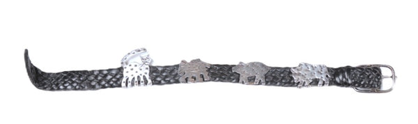 Santa Fe New Mexico Sterling Silver and Black Leather Bracelet By Richard Lindsay