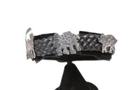 Santa Fe New Mexico Sterling Silver and Black Leather Bracelet By Richard Lindsay