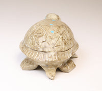 Larger Zuni Stone Turtle Fetish with 5 Turquoise Insets