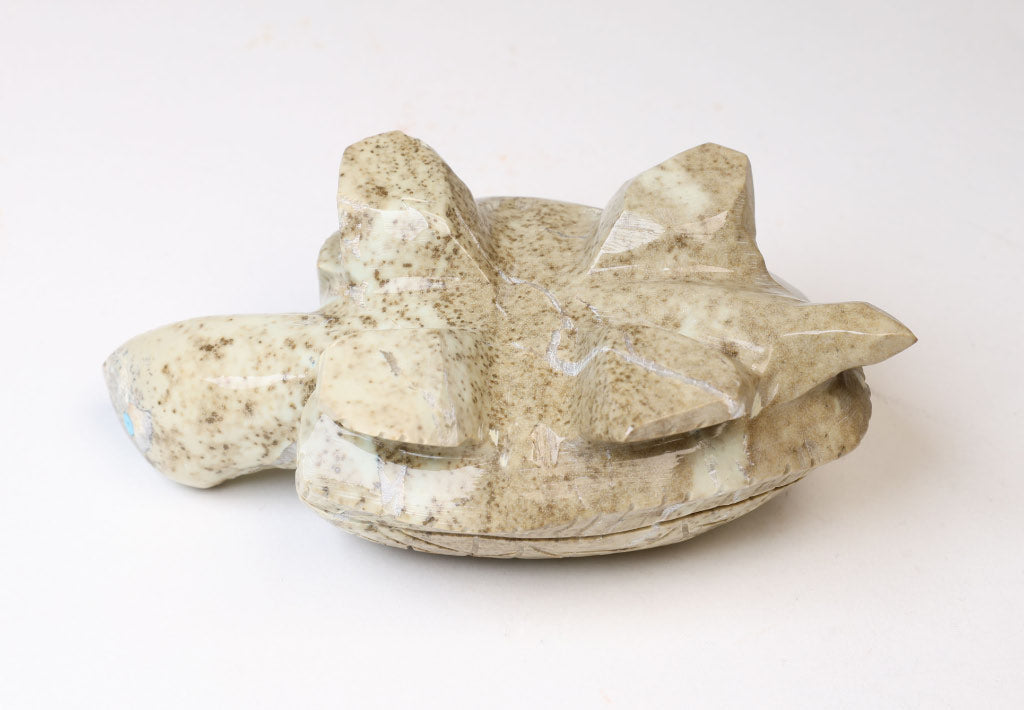 Larger Zuni Stone Turtle Fetish with 5 Turquoise Insets