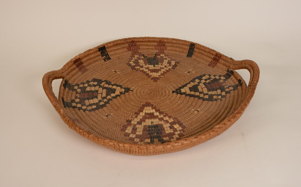 Handsome Antique Salish Basket Tray with Handles; Thompson River