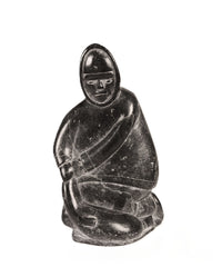 Eskimo Steatite Man with Seal Sculpture