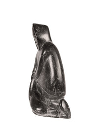 Eskimo Steatite Man with Seal Sculpture