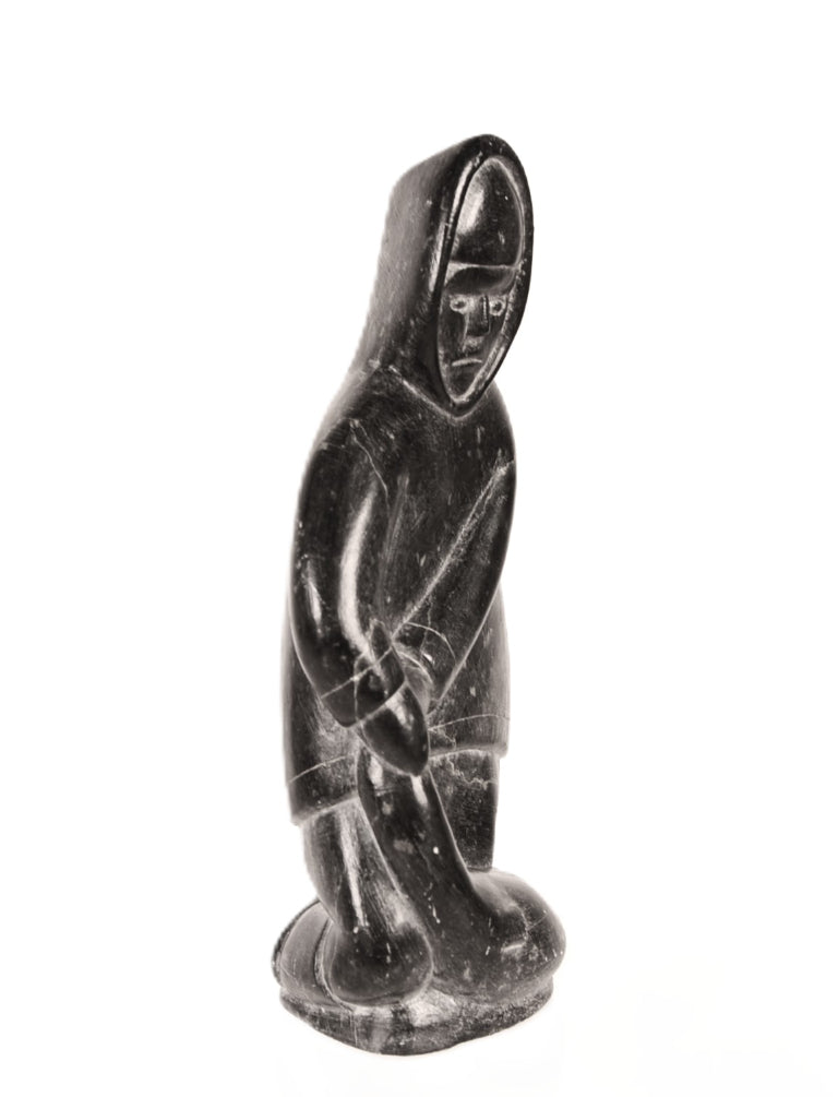 Eskimo Steatite Man with Seal Sculpture