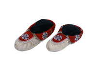 Antique Iroquois Beaded Hide Moccasins