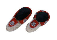 Antique Iroquois Beaded Hide Moccasins
