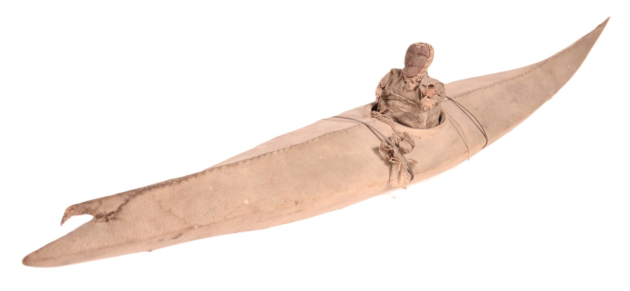 エスキモーアート　イヌイット　カヤック　アラスカ Eskimo Kayak with Figure – Antique American Indian Art