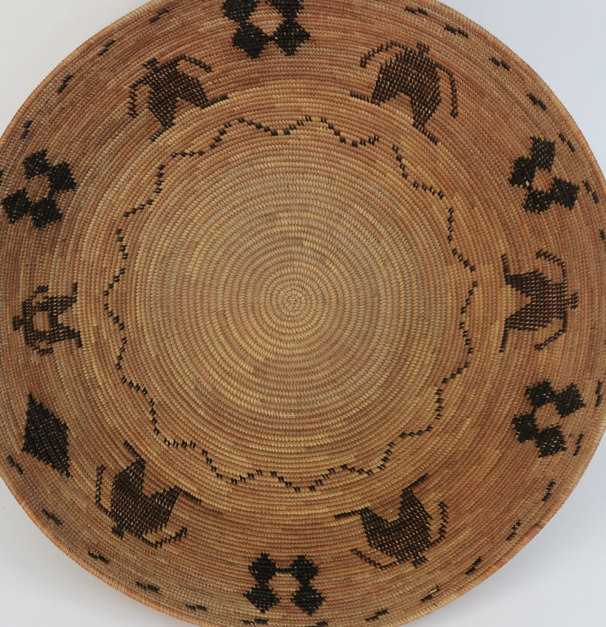 Large Antique Polychrome Yokuts pictorial basket