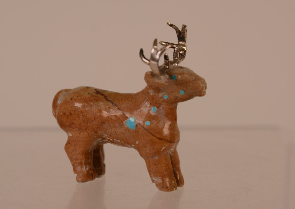 Zuni Deer Fetish with Silver Antlers by Everett Quam