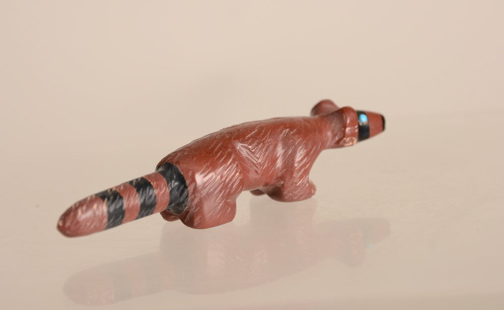 Zuni Raccoon Fetish -  Pipestone, Jet by Barney Calavaza