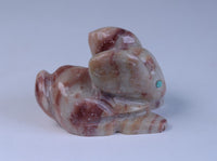 Zuni Rabbit Fetish: Strawberry Alabaster by Colbert Sherman