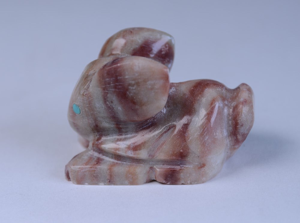 Zuni Rabbit Fetish: Strawberry Alabaster by Colbert Sherman