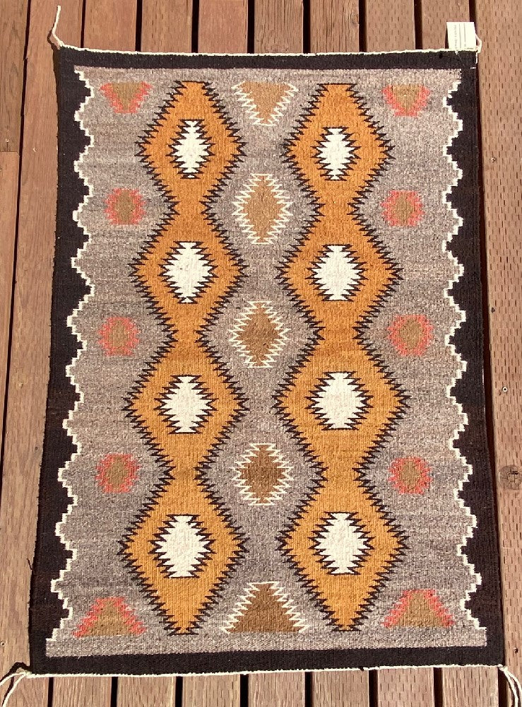 Navajo Rug with Red Mesa Outline