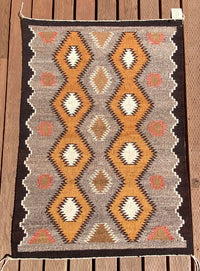 Navajo Rug with Red Mesa Outline