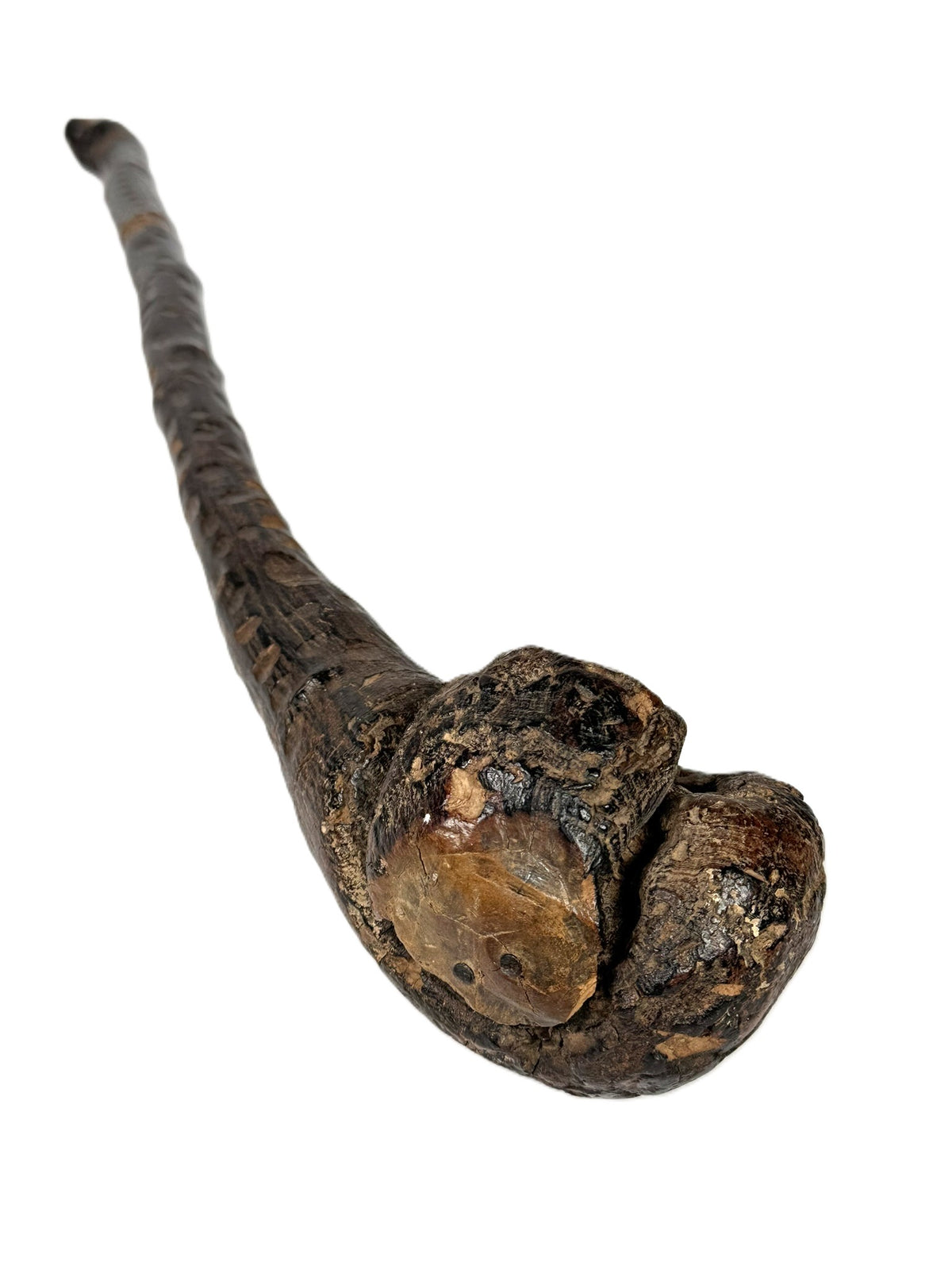 Southern Plains Ball Headed Club with Snake - Skull - Cross Bones