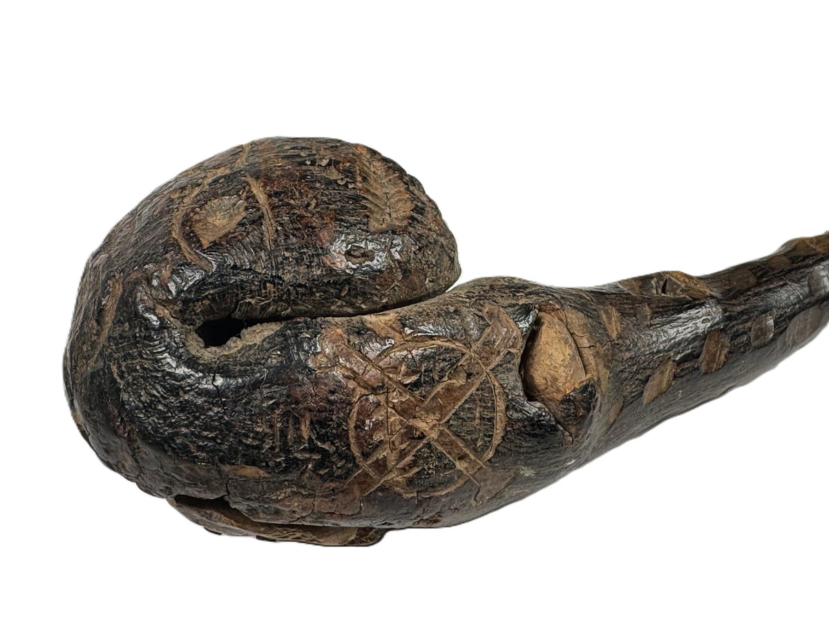 Southern Plains Ball Headed Club with Snake - Skull - Cross Bones