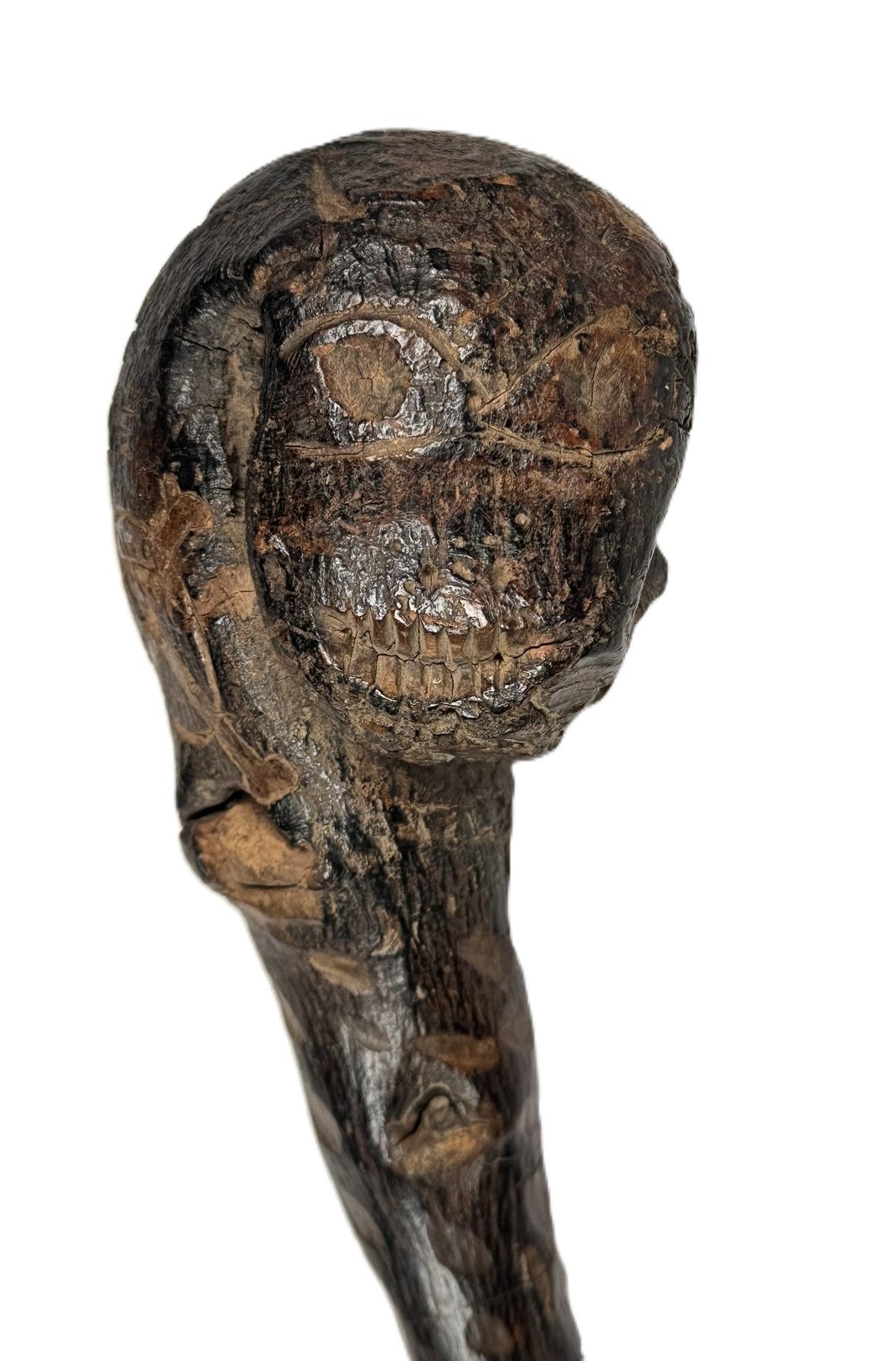 Southern Plains Ball Headed Club with Snake - Skull - Cross Bones
