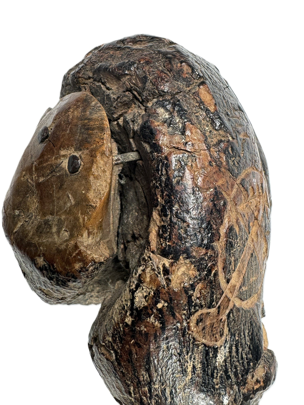 Southern Plains Ball Headed Club with Snake - Skull - Cross Bones