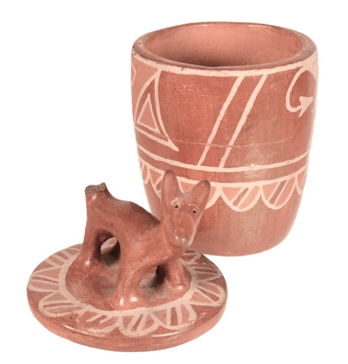 Santa Clara Pueblo Dog Pottery with Lid