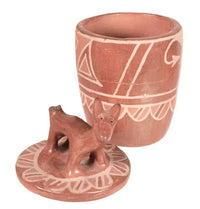 Santa Clara Pueblo Dog Pottery with Lid