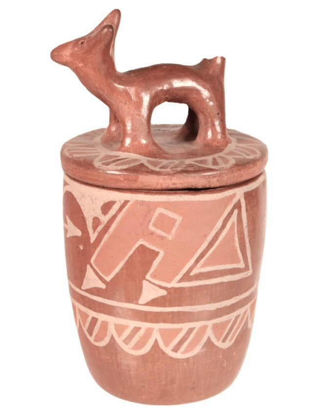 Santa Clara Pueblo Dog Pottery with Lid