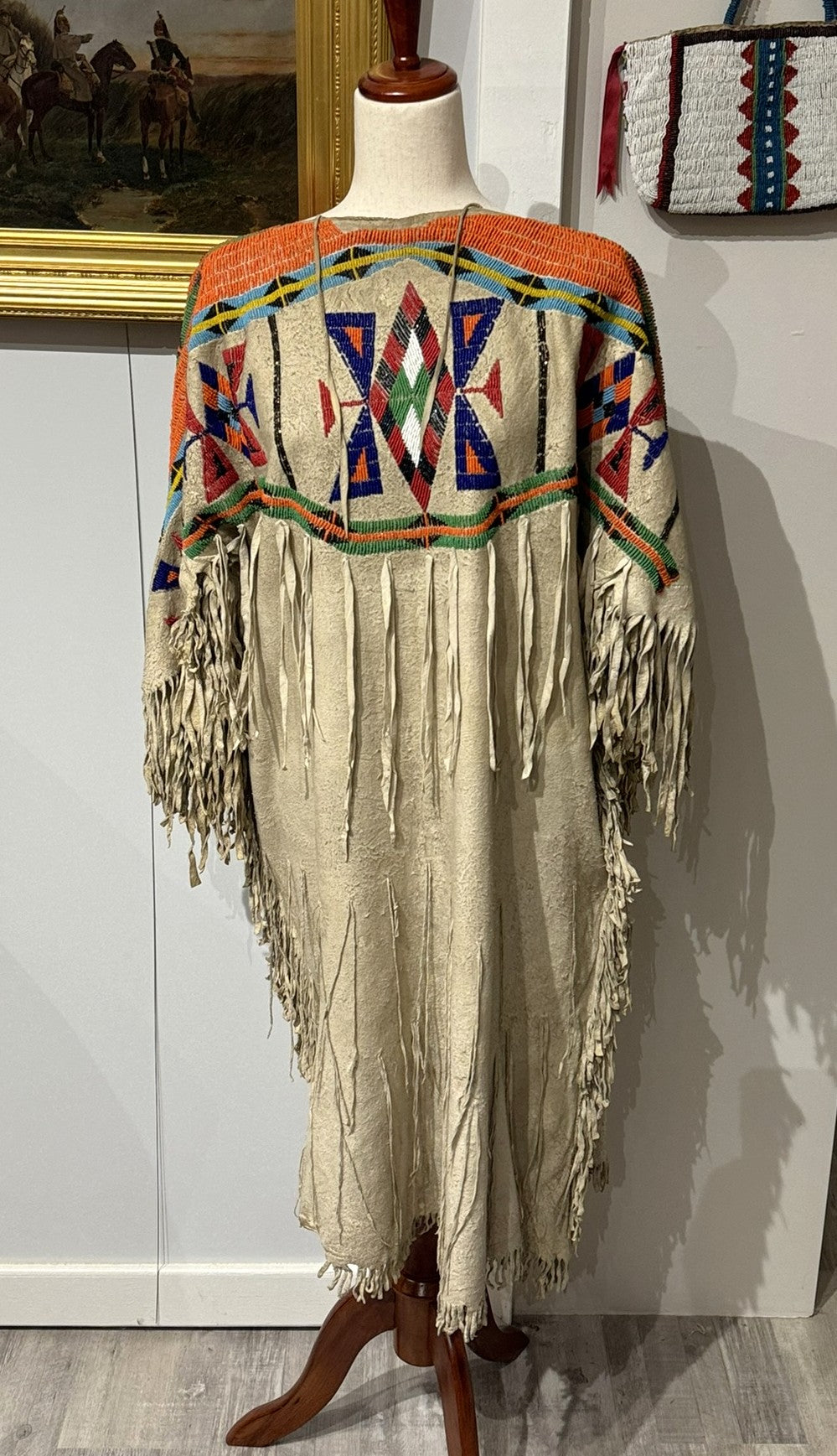 Plateau Nez Perce Beaded Brain Tanned Dress