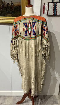 Plateau Nez Perce Beaded Brain Tanned Dress