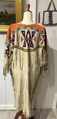 Plateau Nez Perce Beaded Brain Tanned Dress