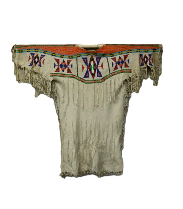 Plateau Nez Perce Beaded Brain Tanned Dress
