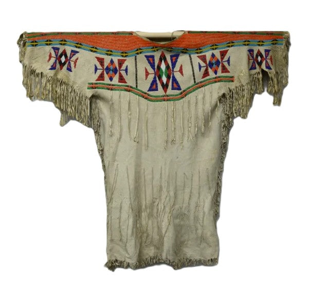 Plateau Nez Perce Beaded Brain Tanned Dress