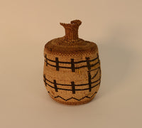 Klamath bottleneck basket with wear; Fence Corral Motif