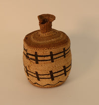 Klamath bottleneck basket with wear; Fence Corral Motif