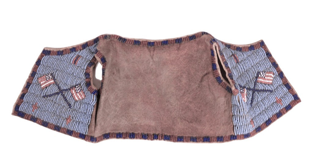 Plains Miniature Beaded Blue Vest with Flags