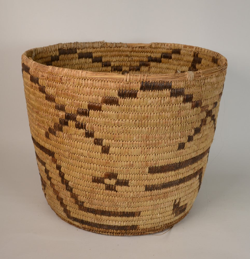 Large Antique Papago Basket with figures overall