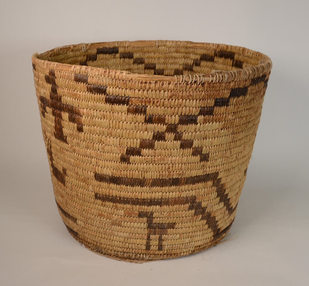 Large Antique Papago Basket with figures overall