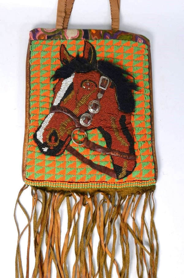 Plateau Beaded 3-Dimensional Horse Pictorial Beaded Leather