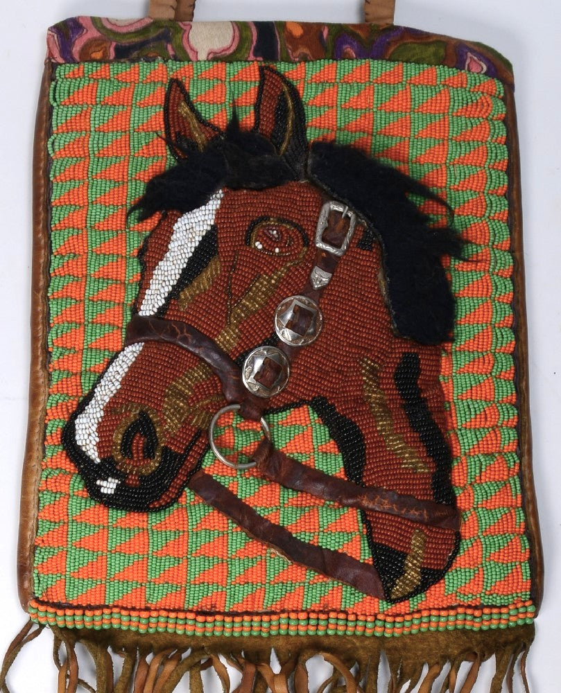 Plateau Beaded 3-Dimensional Horse Pictorial Beaded Leather