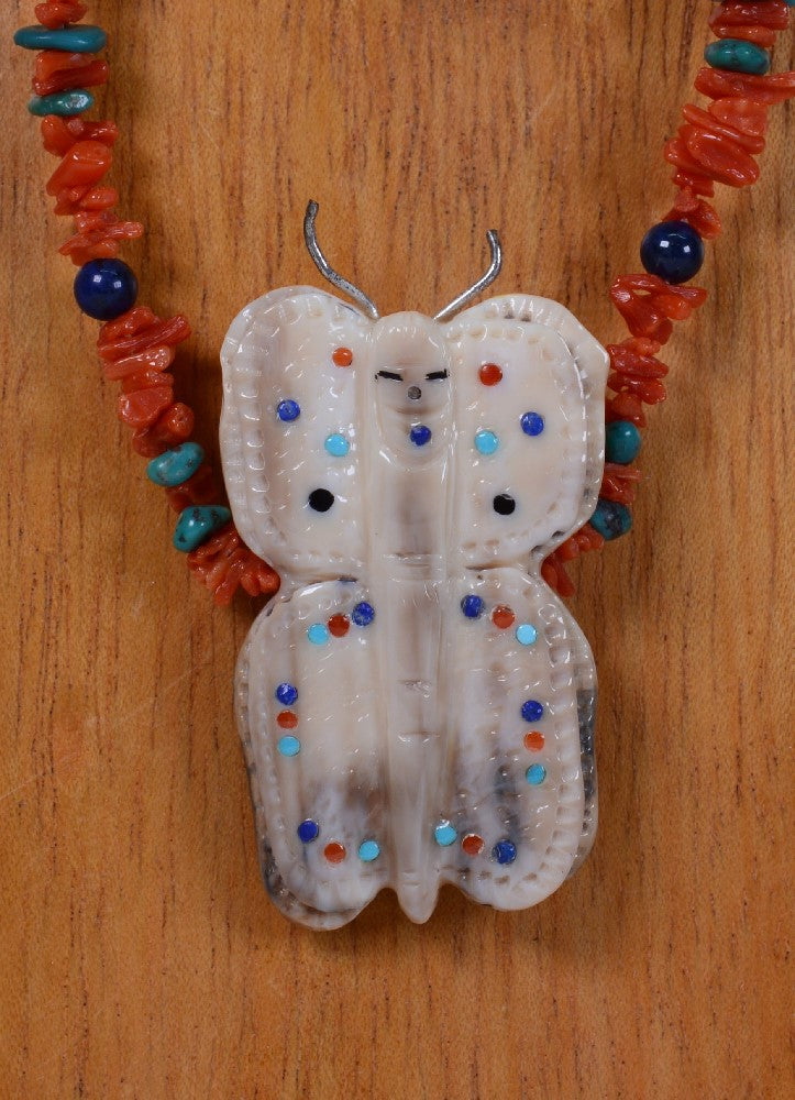 Zuni Butterfly Maiden Fetish Necklace from the Quandelacy Family