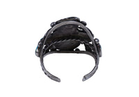 Large Zuni Sterling Silver and Coral Cuff Bracelet by Dan Simplicio