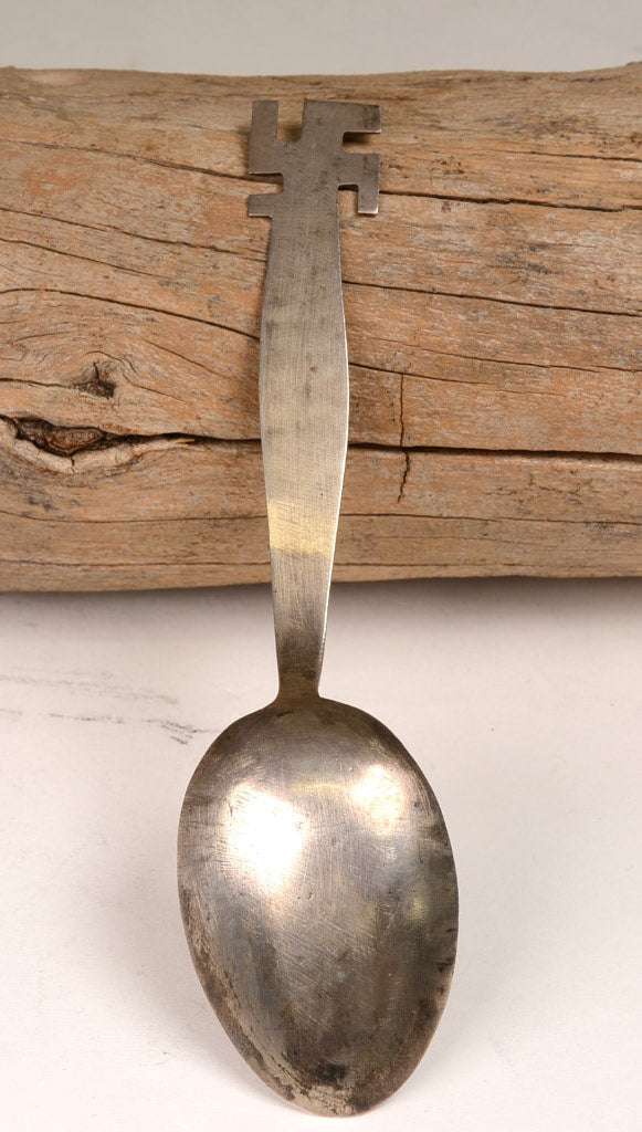 Navajo Spoon with fine stamping and Whirling Log Handle