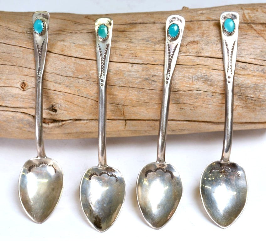 Navajo Sterling Silver Spoons By Fred Harvey Set of 4