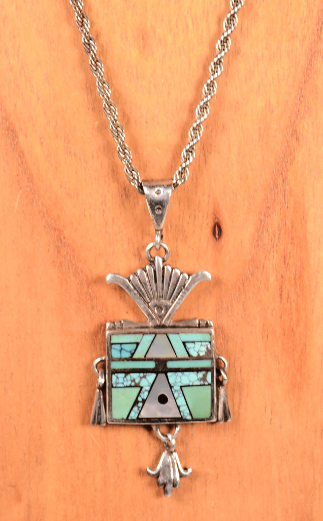 Navajo Channel Inlay Yei Pendant By Ray Tracey