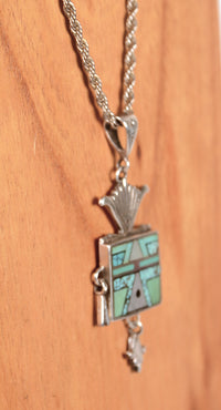 Navajo Channel Inlay Yei Pendant By Ray Tracey