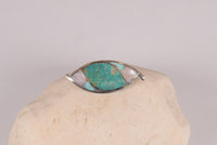 Turquoise and Mother of Pearl Eye Shaped Pin