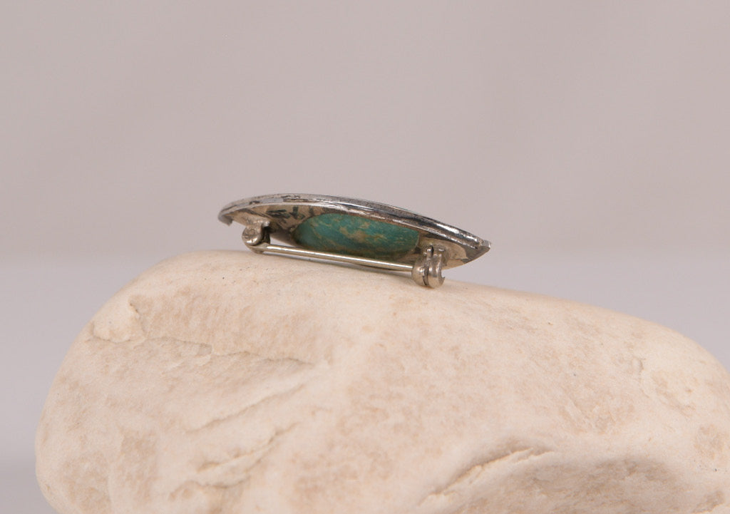 Turquoise and Mother of Pearl Eye Shaped Pin