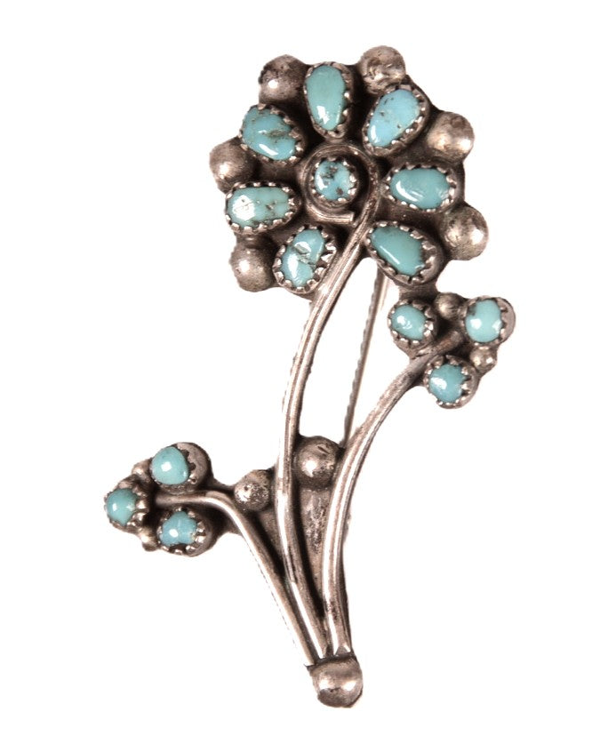 Navajo Sterling Silver Flower Pin
